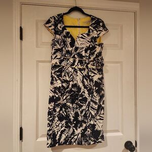 Sandra Darren black and white patterned short sleeve knee length dress 12